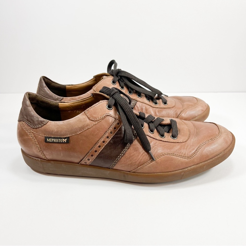 Mephisto Mens Air Relax Sneakers Urban Chestnut Brown Tan Leather Lace Up size 9 - Picture 2 of 15